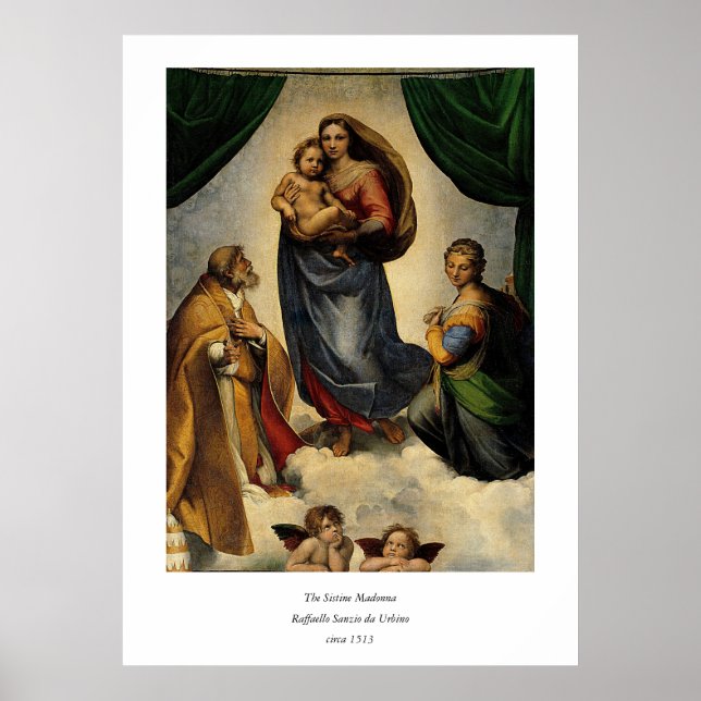 Poster Classique de Raphael "Vierge Sixtine" (vers 1513) (Devant)