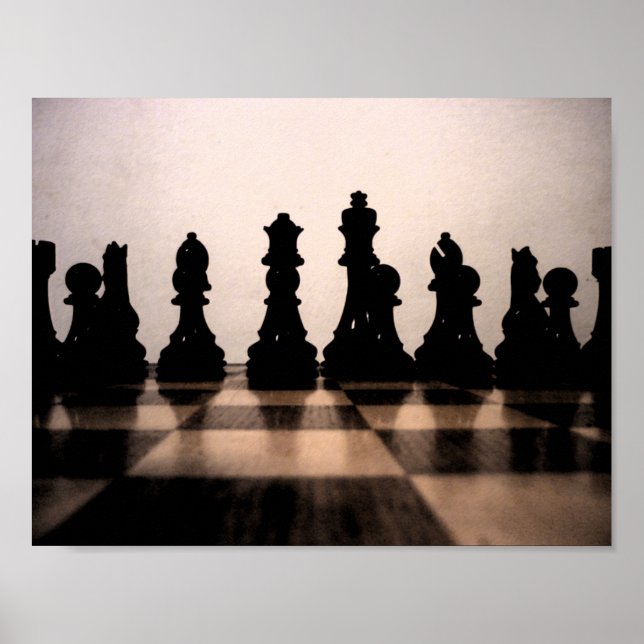 Poster classique des échecs foncés (Devant)