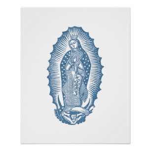 Poster Classique Notre-Dame de Guadalupe avec Roses