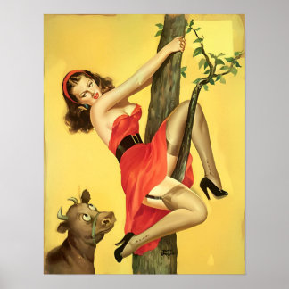 Poster classique Vintage Pin Up Girl