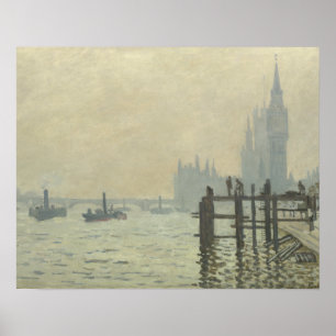 Poster Claude Monet - la Tamise à Westminster