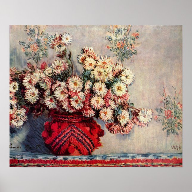 Poster Claude Monet - La vie morte avec des chrysanthèmes (Devant)
