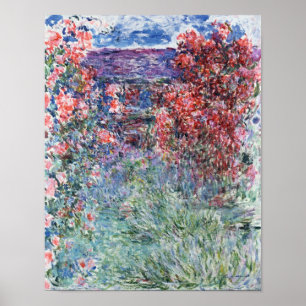 Poster Claude Monet   Maison à Giverny sous les Roses