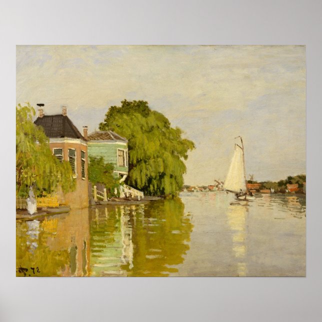 Poster Claude Monet - Maisons sur l'Achterzaan (Devant)