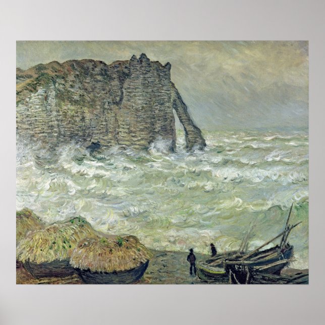 Poster Claude Monet | Mer rugueuse à Etretat, 1883 (Devant)
