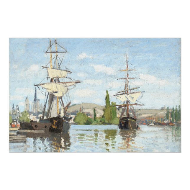 Poster Claude Monet. Navires à cheval sur la Seine à Roue (Devant)