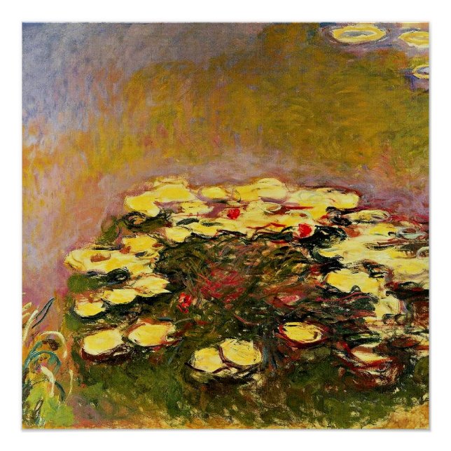 Poster Claude Monet - Nymphéas, Jaune, (Devant)