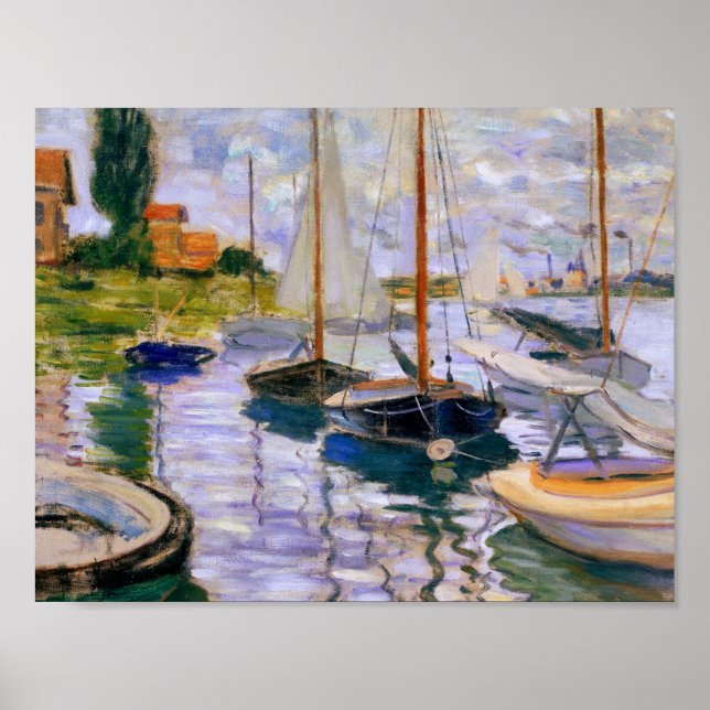 Poster Claude Monet - Voiliers sur la Seine (Devant)