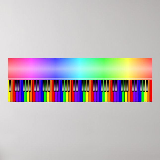 Poster Clavier pour piano arc-en-ciel (Devant)