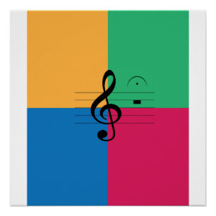 Poster Clé de sol, point d'orgue, musique, jazz