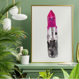 Poster Clé minimaliste rose Aquarelle noire