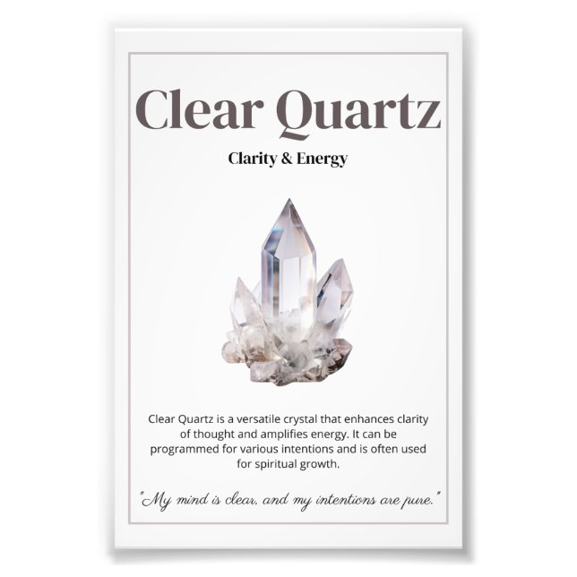 Poster Clear Quartz crystal meaning (Devant)