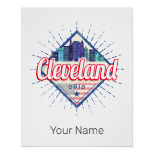 Poster Cleveland Ohio États-Unis Skyline Vintage USA