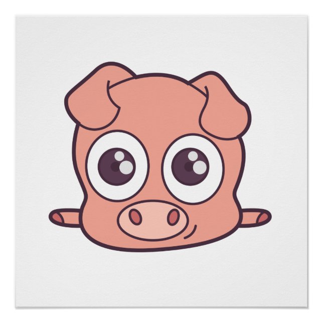 Poster Clipart mignon de porc (Devant)