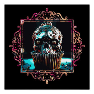 Poster Clocage Crâne Cupcake