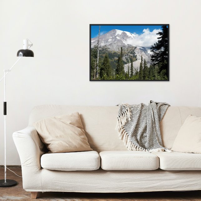 Poster Cloud Passing Over Mount Rainier Photo Glossy (In Situ)