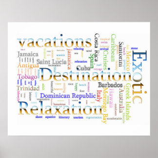 Poster Cloud Word Vacation et Relaxation Texte