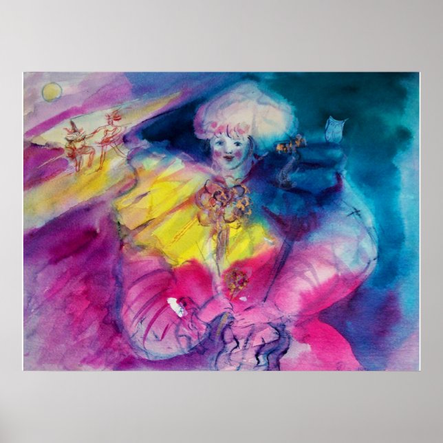 POSTER CLOWN AVEC HIBOU ET VIOLON (Devant)