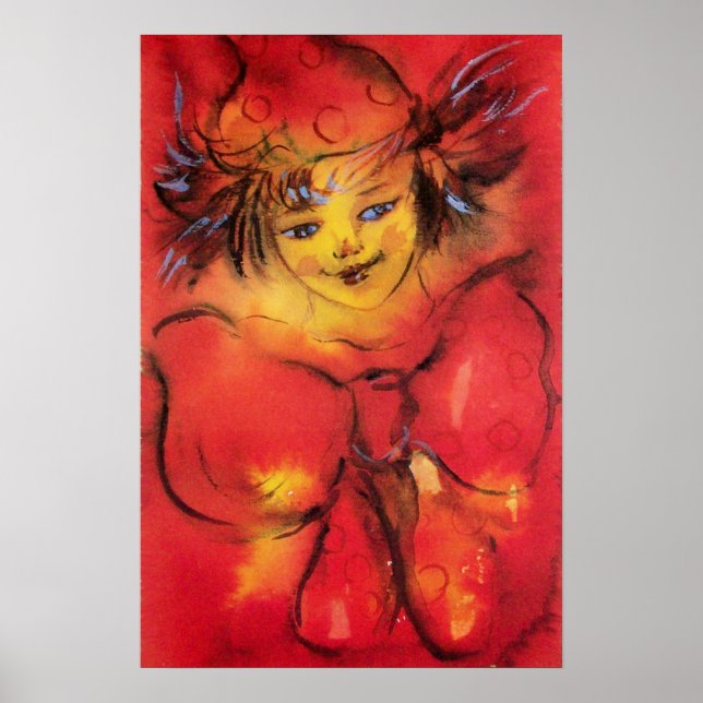 POSTER CLOWN AVEC RUBAN ROUGE (Devant)
