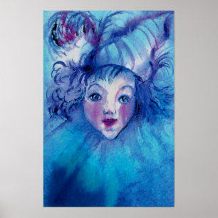 POSTER CLOWN EN BLEU