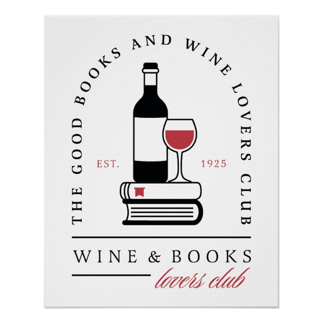 Poster Club de livre de vin humouristique esthétique de l (Devant)