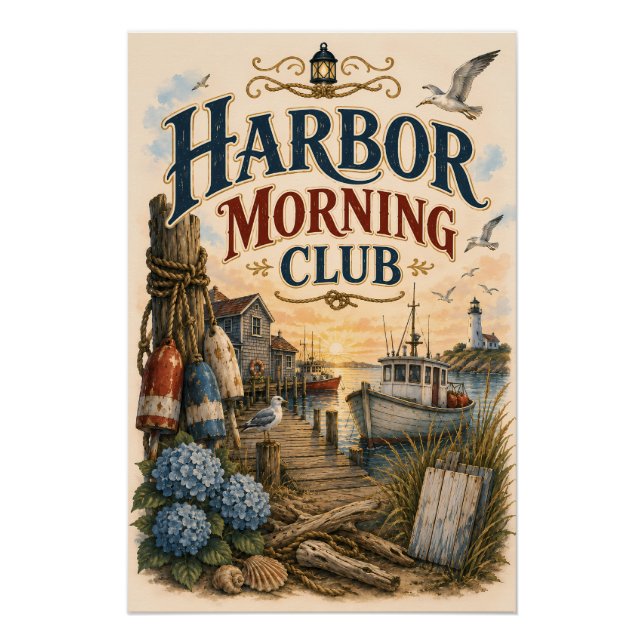 Poster Club du matin du port Phare côtier (Devant)