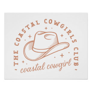 Poster Coastal cowgirl beach club esthétique brune