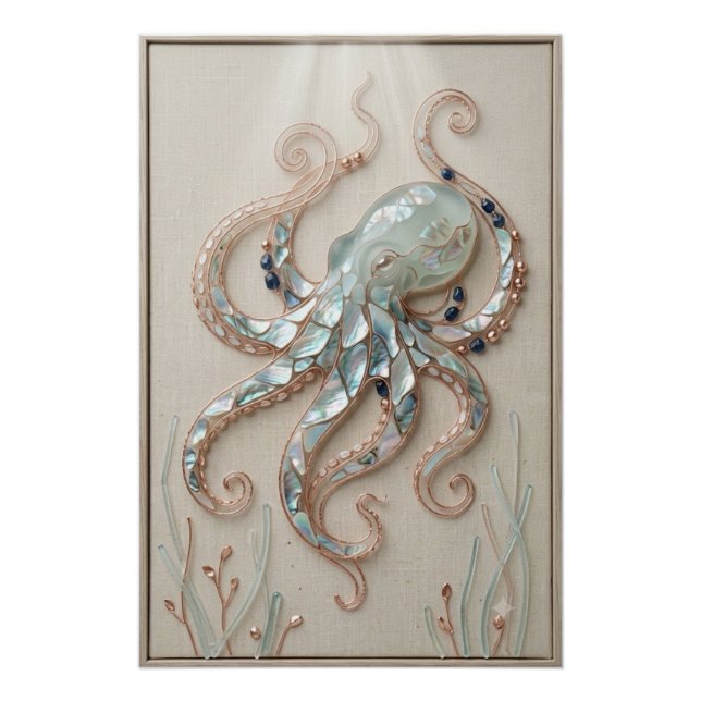 Poster Coastal Octopus Wall Art (Devant)