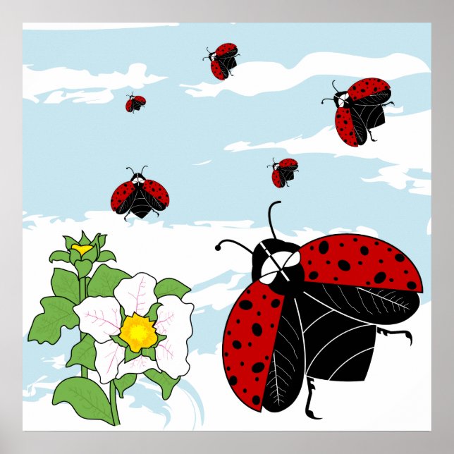 Poster coccinelle en vol (Devant)