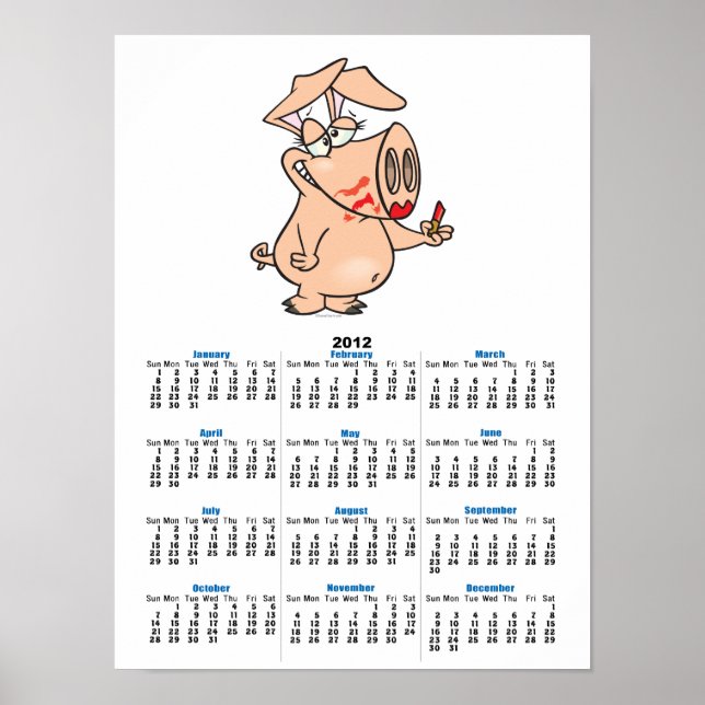 Poster cochonnet cartoon mignon au rouge à lèvres bâclé (Devant)
