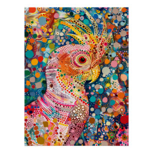 Poster Cockatoo rose en aborigène Dot Art Style