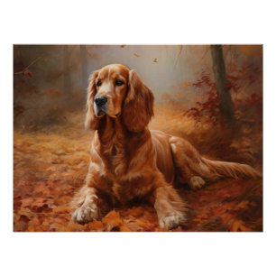 Poster Cocker Spaniel à l'automne Feuilles automne Inspir