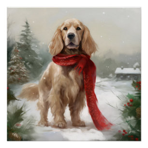 Poster Cocker Spaniel Chien dans Noël de neige