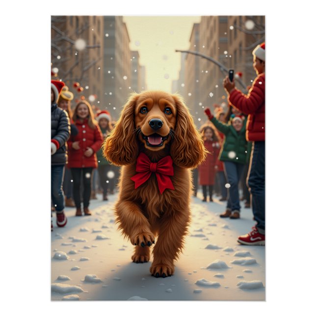 Poster Cocker Spaniel Christmas Parade Holiday Painting (Devant)