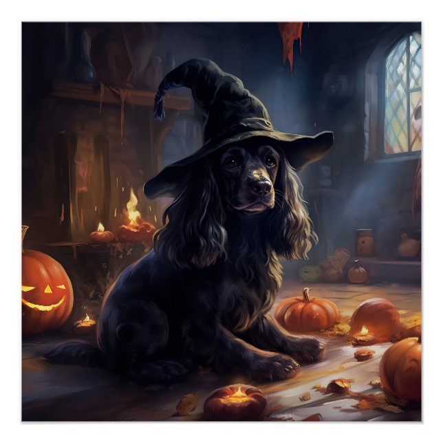 Poster Cocker Spaniel Citrouilles Halloween Épouvantable (Devant)
