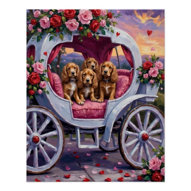 Poster Cocker Spaniel Dog Valentine's Day  (Devant)
