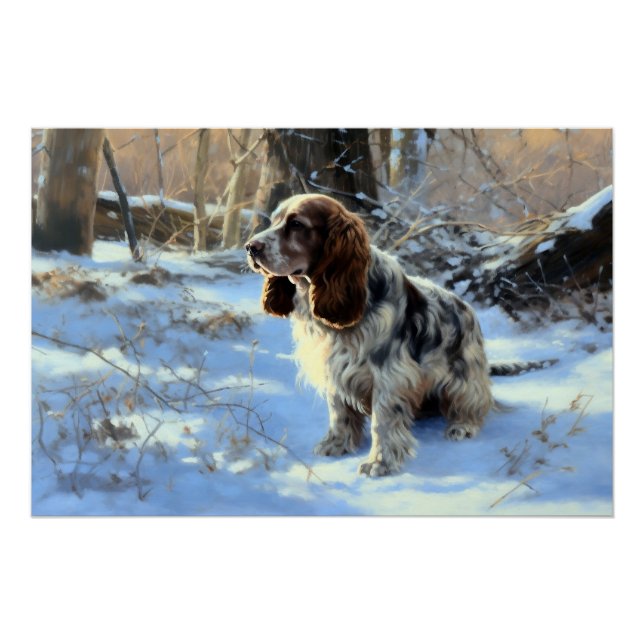 Poster Cocker Spaniel Laisser Neige Noël (Devant)