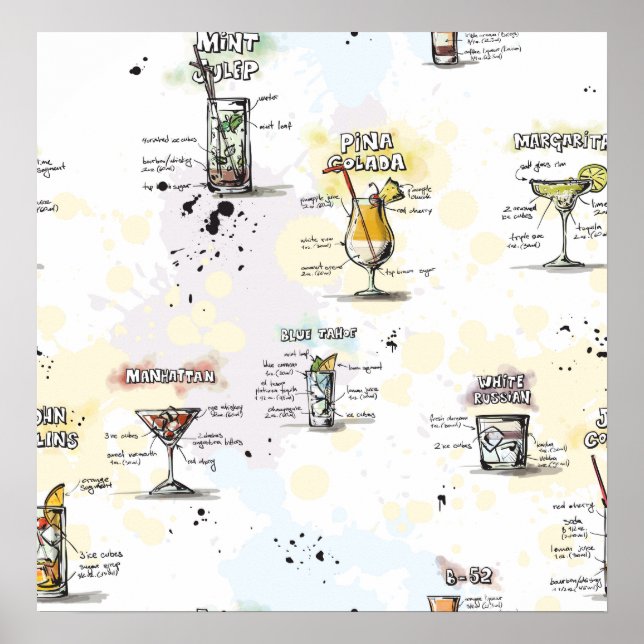 Poster Cocktail Boisson Recette Conception (Devant)