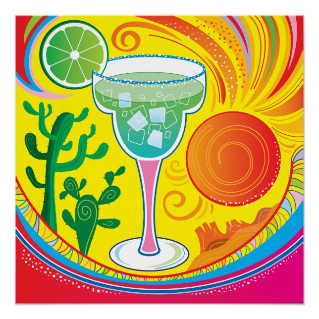 Poster Cocktail Coloré (Devant)