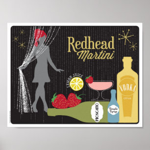 Poster Cocktail de fraises Redhead Martini