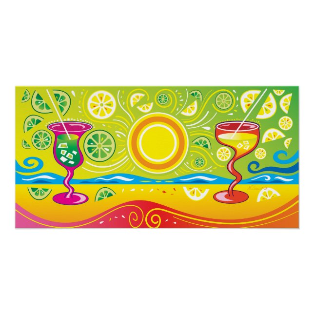 Poster Cocktails de plage au citron et au lime (Devant)