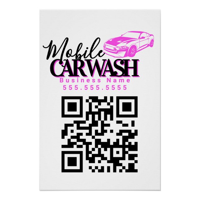 Poster Code QR de l'entreprise de lavage de voiture mobil (Devant)