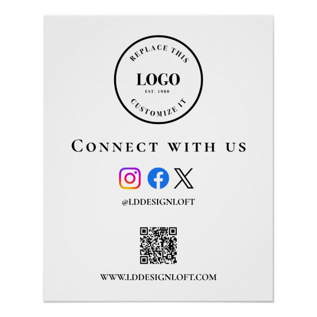 Poster Code QR de médias sociaux d'entreprise site Web lo (Devant)