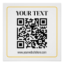 Code QR éditable & Texte avec bordure jaune or