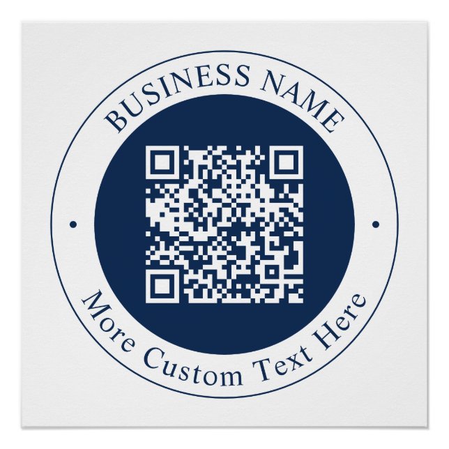 Poster Code QR personnalisable & Texte | Bleu marine fonc (Devant)