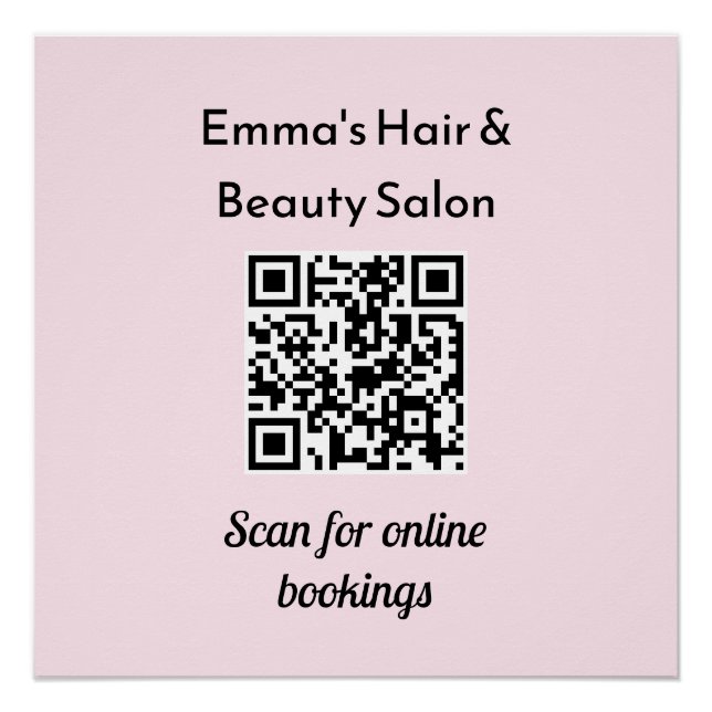 Poster Code QR promotionnel personnalisé pour salon de be (Devant)