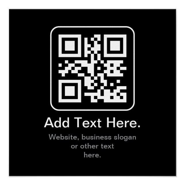 Poster Code QR scannable moderne | Noir Blanc & Gris (Devant)