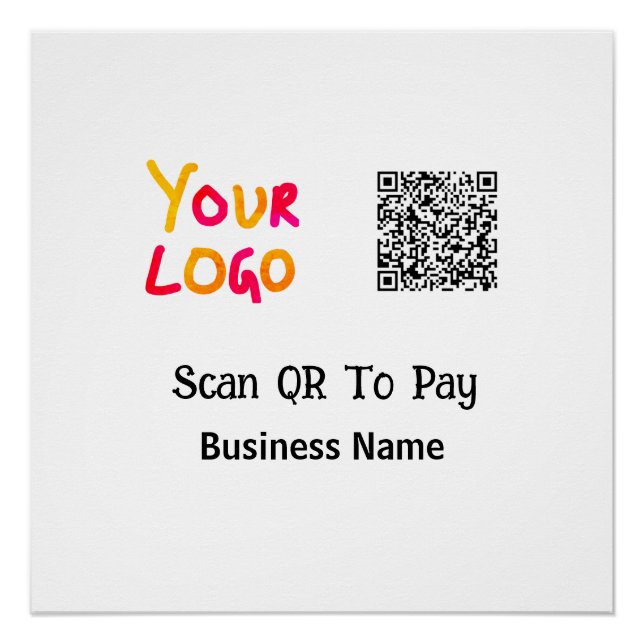 Poster Code QR simple et minimal pour payer le nom de l'e (Devant)