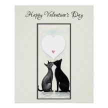 Coeur Amoureux des chats noir Saint Valentin No2