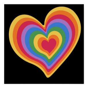 Poster Cœur arc-en-ciel. Fierté de l'amour gay